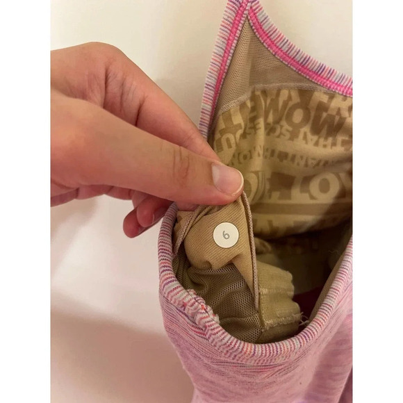 LULULEMON womens 6 light purple space dye power Y luon tank top built in bra - Picture 4 of 4